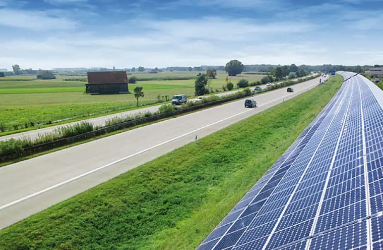 A PV enabled motorway - solar panels alongside the road