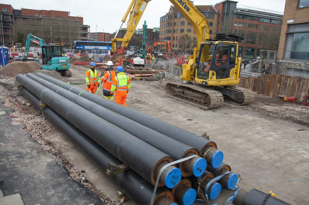 A street in Bristol is being dug up to lay a network of district heating pipes