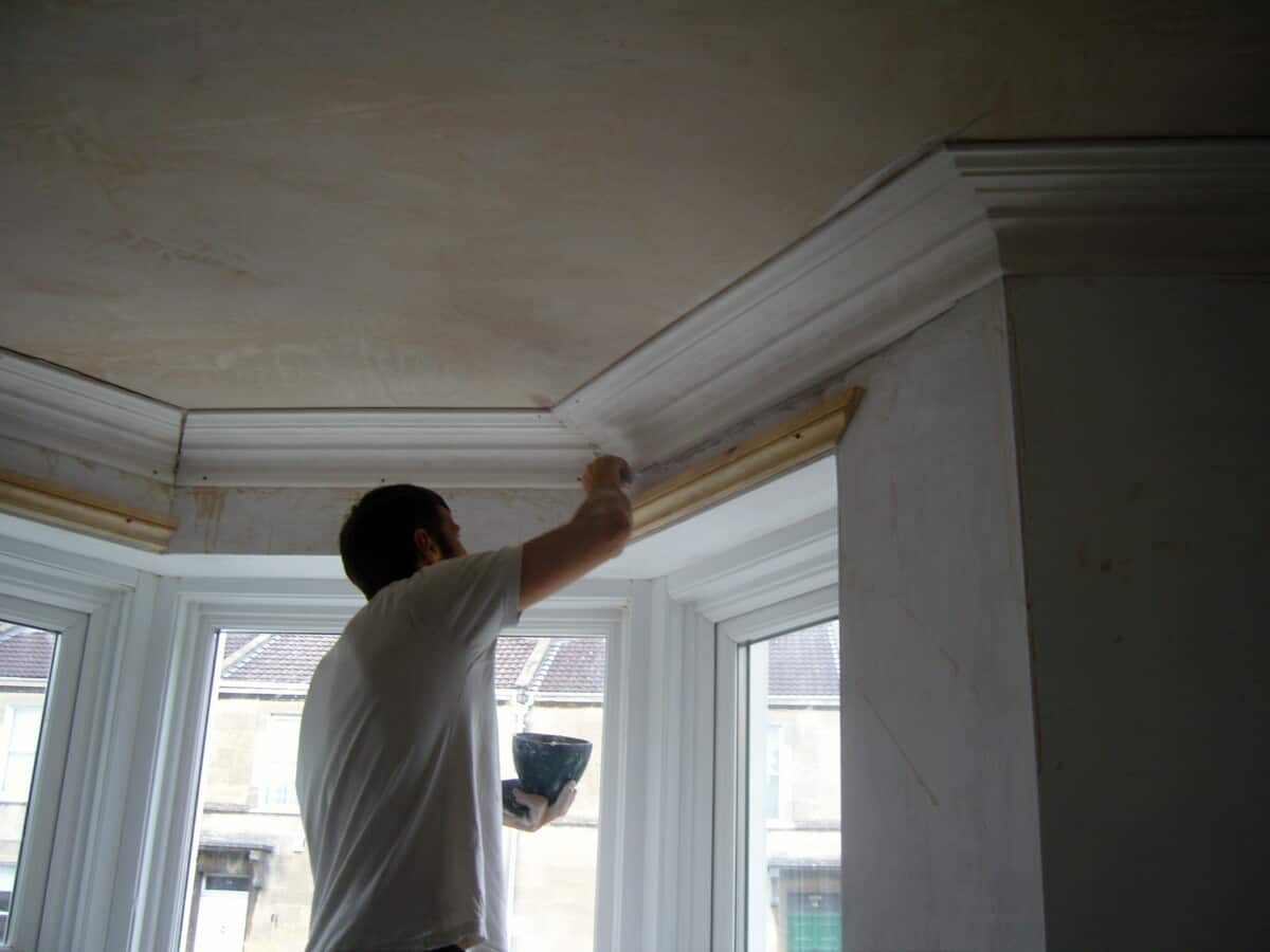 Repair of the ceiling cornicing after internally insulating this solid walled terraced house