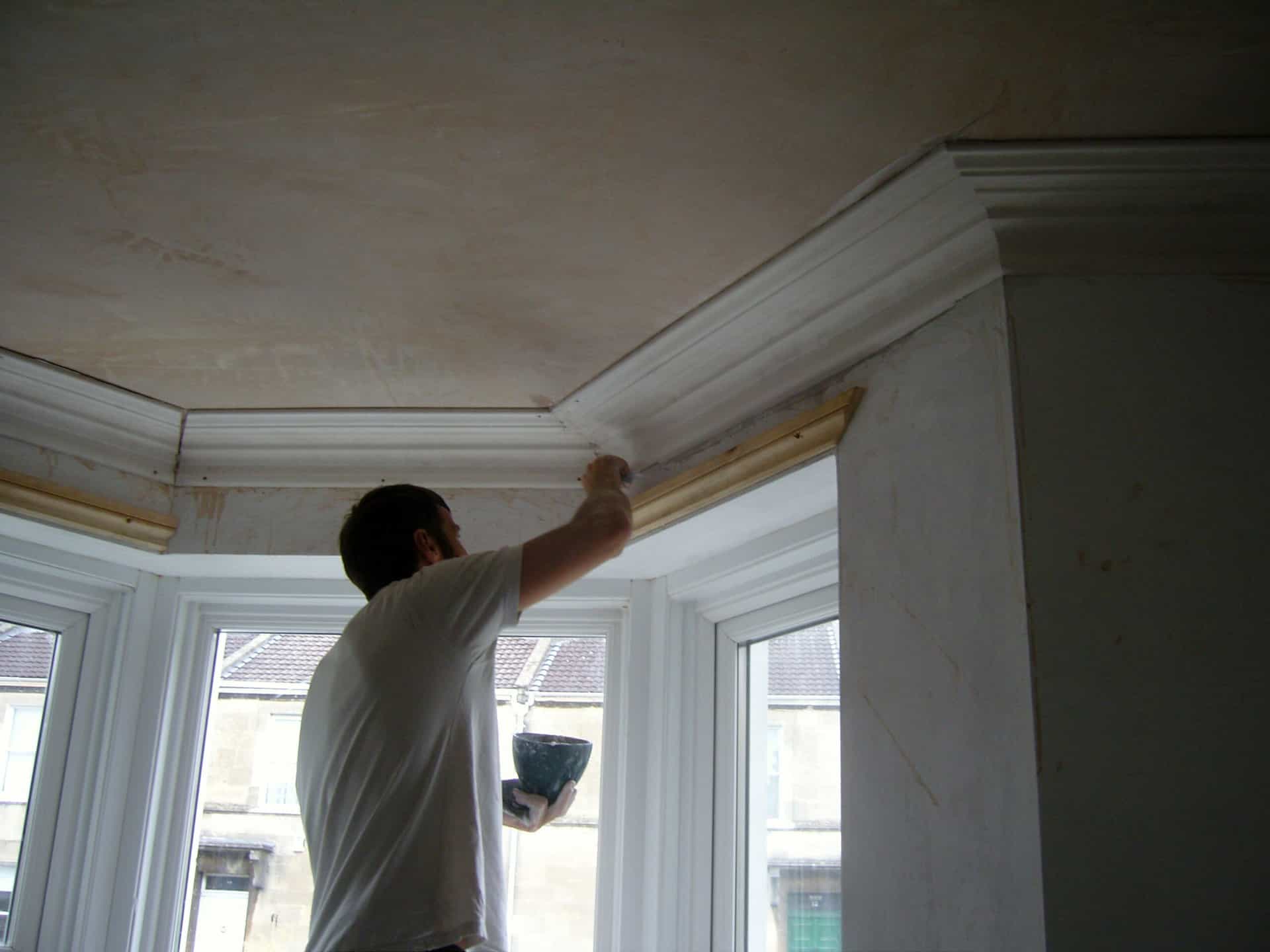 Repair of the ceiling cornicing after internally insulating this solid walled terraced house