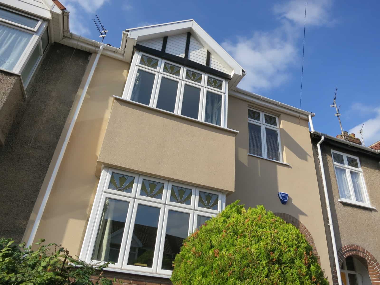 The front of an Edwardian house that has had solid-wall insulation applied.