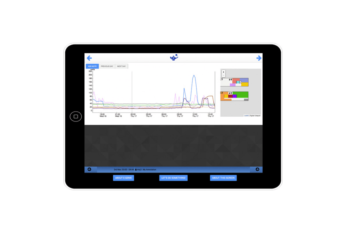 An image showing how the e-Genie application works on an iPad.