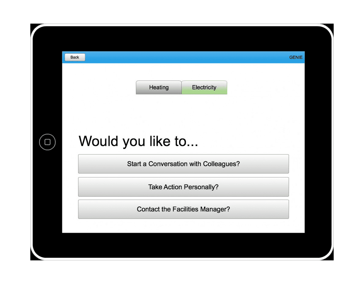 An image showing how the e-Genie application works on an iPad.