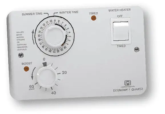 Hot water tank controls for use with economy 7 tariff