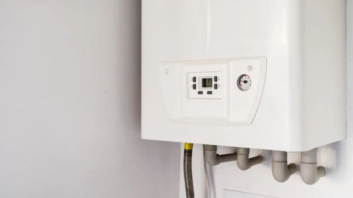 Close up of a modern gas-fired domestic boiler
