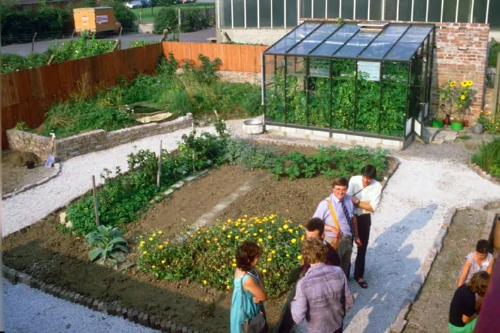 View from above of the vegetable garden at the Urban City Home, built to showcase greener living in a city environment.