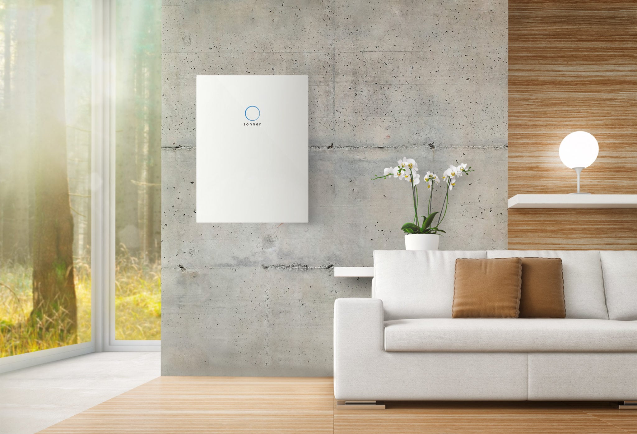 A modern home with a stylish battery on the wall