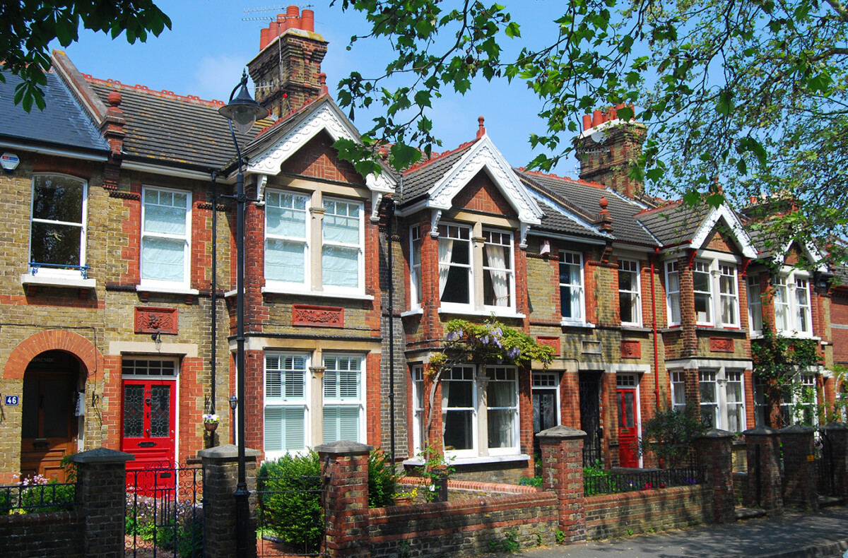 A terrace of nineteenth-century houses in a midlands town