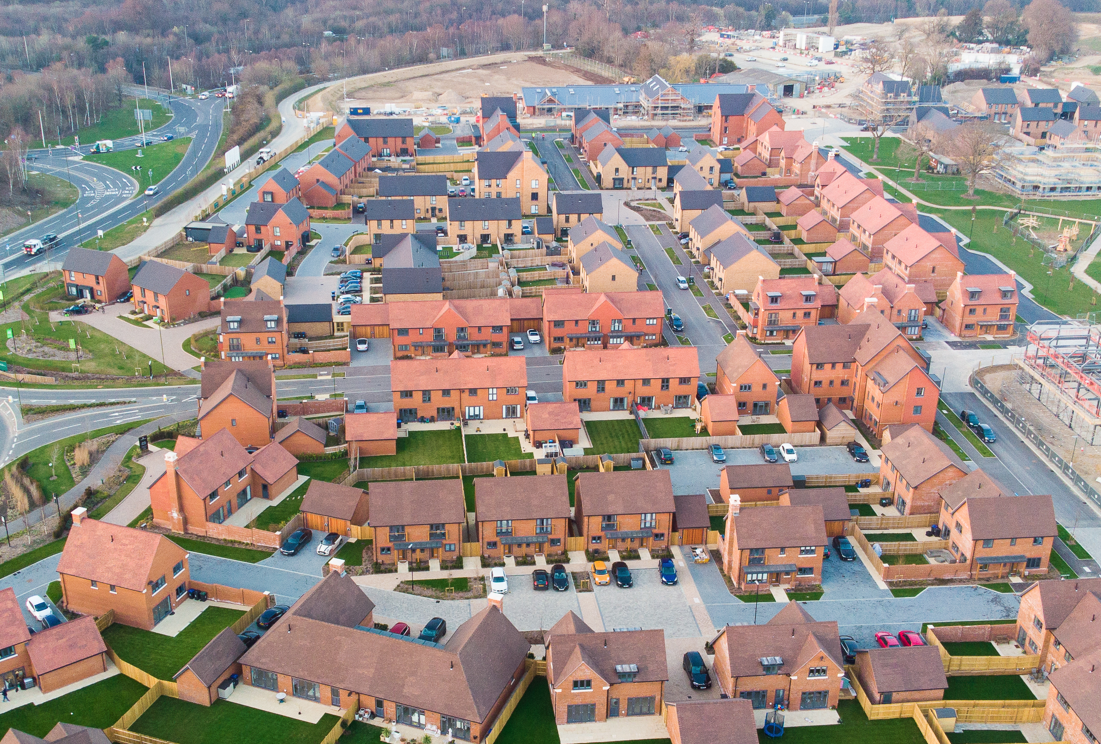 Aerial view of a new housing estate