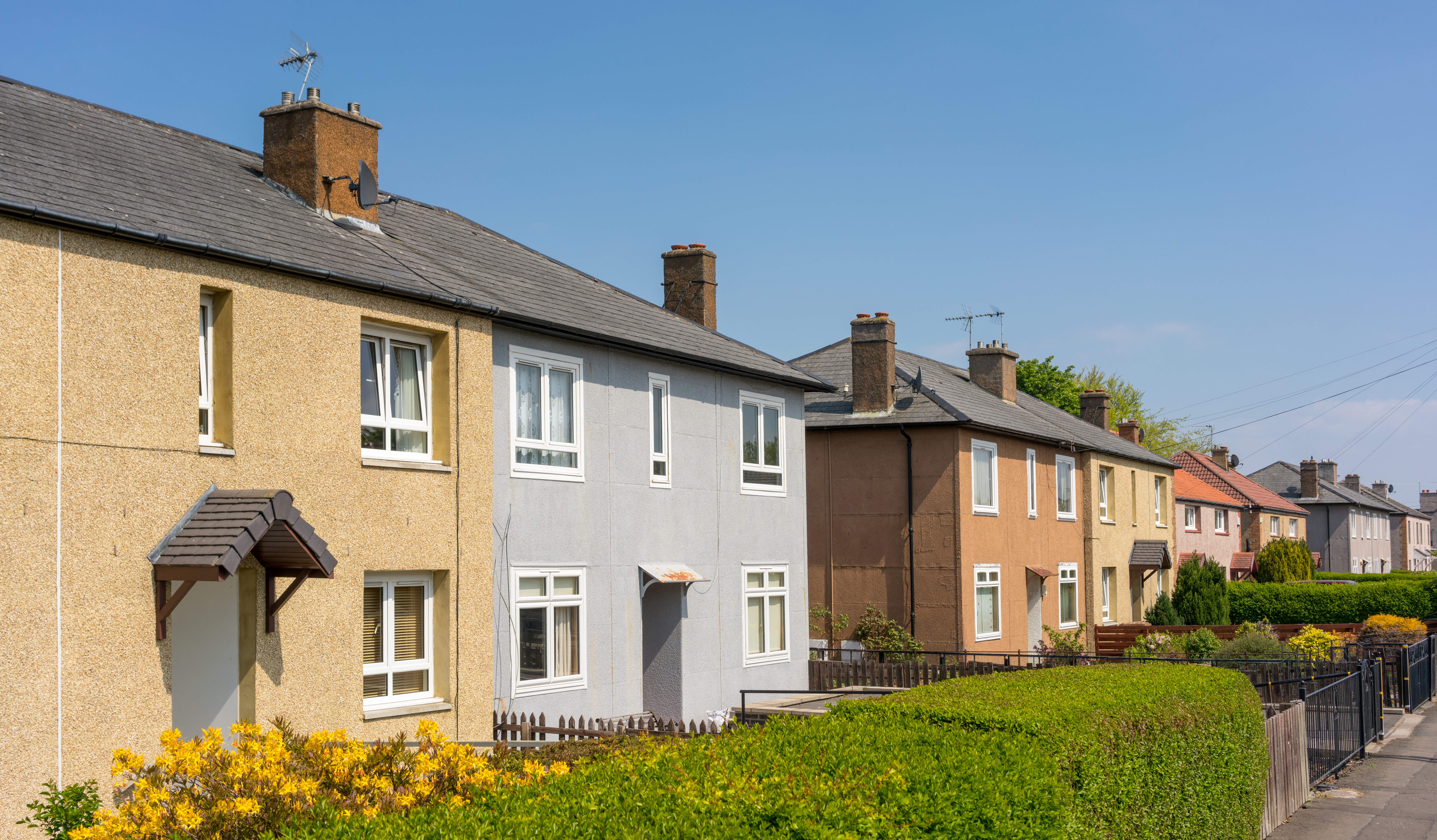 A row of semi-detached houses.
