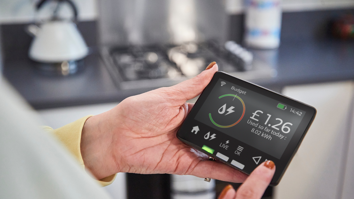 hands holding a smart energy meter