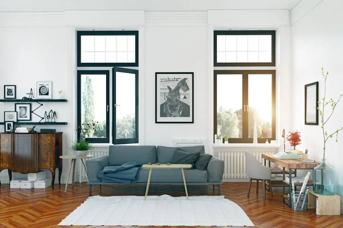 A pleasant home interior with open windows