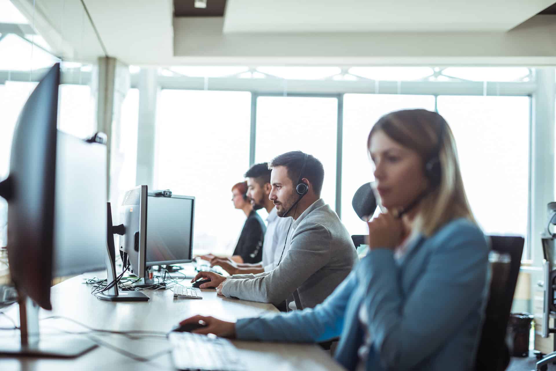 People working in a call centre.