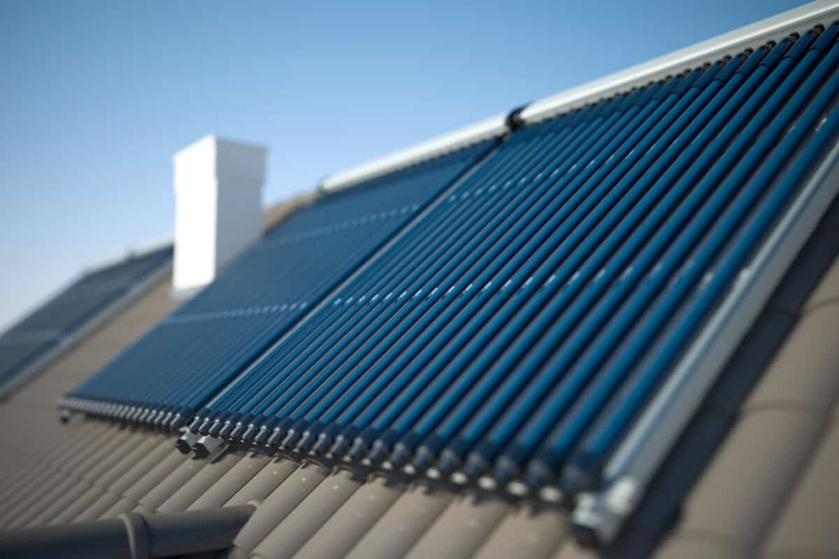 Solar thermal panels on a roof