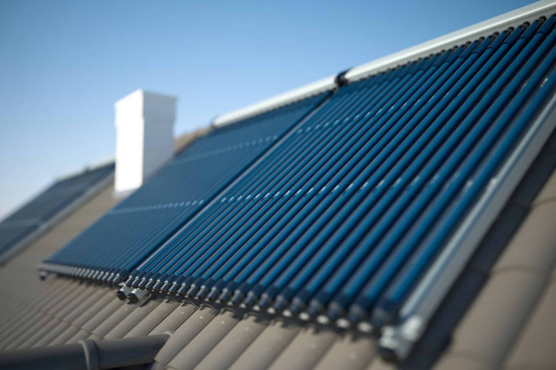 Solar thermal panels on a roof