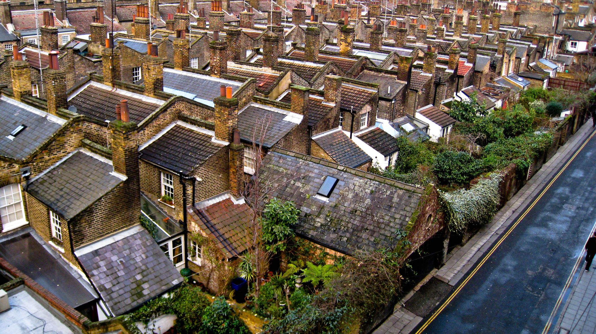 A view of a housing estate from above